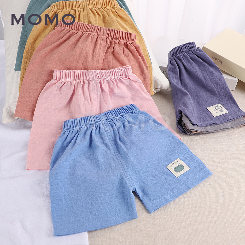 Quần Short Cotton Màu Trơn Kiểu Hoạt Hình Xinh Xắn Cho Bé 1-7 Tuổi