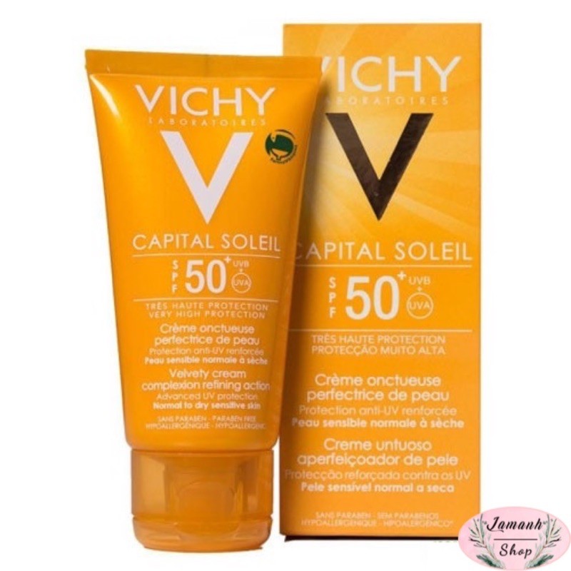 ( CHÍNH HÃNG ) Kem Chống Nắng Không Gây Nhờn Rít Không Màu SPF50  Vichy Capital Soleil SPF50 Face Dry Touch (50ml)