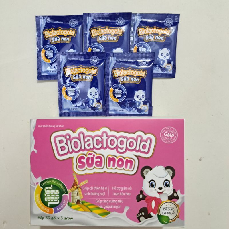 Biolactogold Sữa Non_Giúp cân bằng hệ sinh vật đường ruột, giảm rối loạn tiêu hóa, hấp thu dưỡng chất_Hộp 30 gói