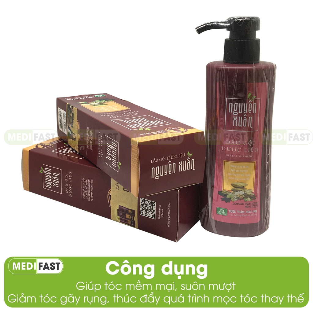 Dầu gội giảm gầu dược liệu Nguyên Xuân ngăn ngừa gàu, giảm ngứa - có vòi chai 250ml từ thảo dược