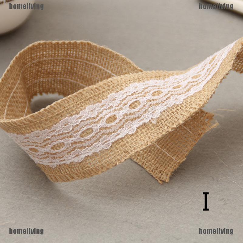 Cuộn Ruy Băng Vải Bố Phối Ren 2M Trang Trí Chai Rượu