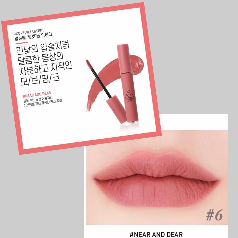 Son Kem Lì 3CE Velvet Lip Tint Màu Near And Dear - Sắc Hoa Hồng Khô