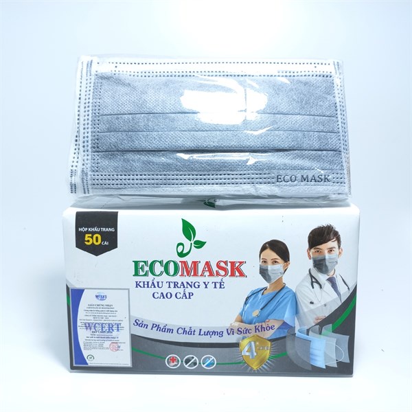 Khẩu trang y tế 4 lớp giấy kháng khuẩn Ecomask hàng công ty Việt Hàn hộp 50 cái