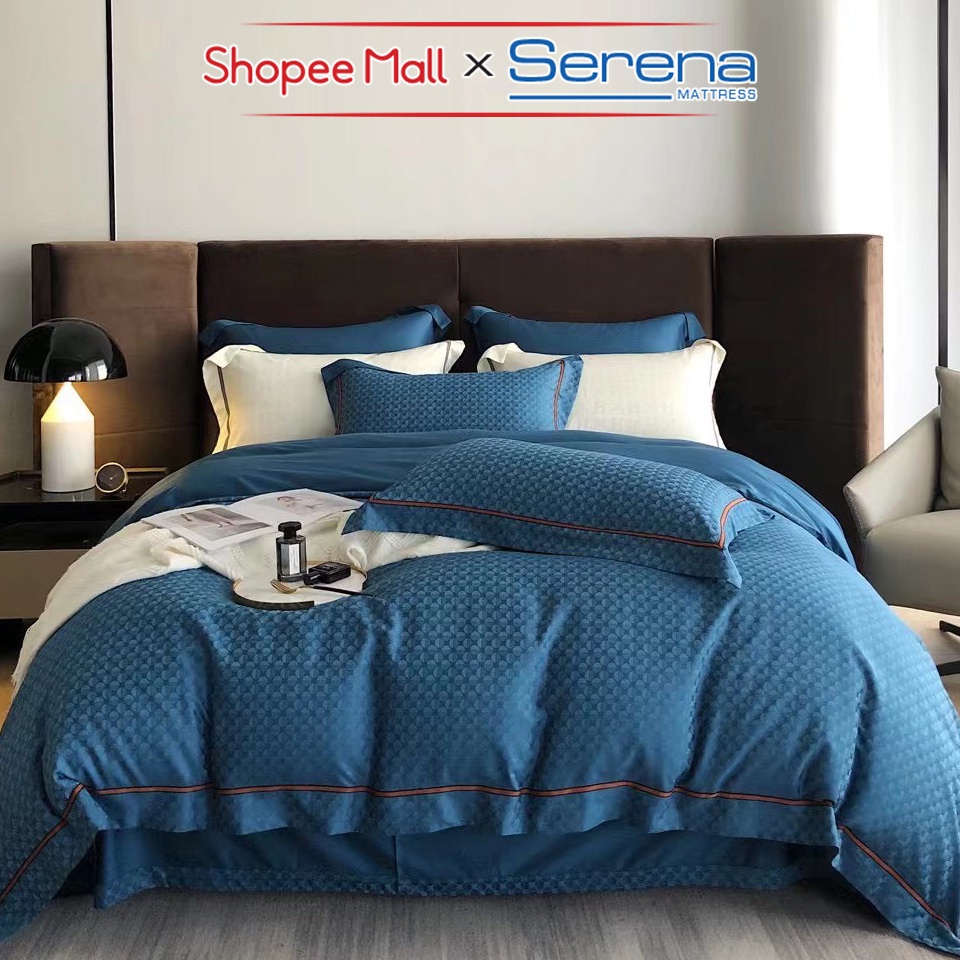 Bộ Chăn Ga Giường Cao Cấp Full 5 Món Tencel 80s SERENA Chính Hãng Bộ Chăn Ra Grap Drap Trần Bông Cao Cấp Trải Bọc Giường
