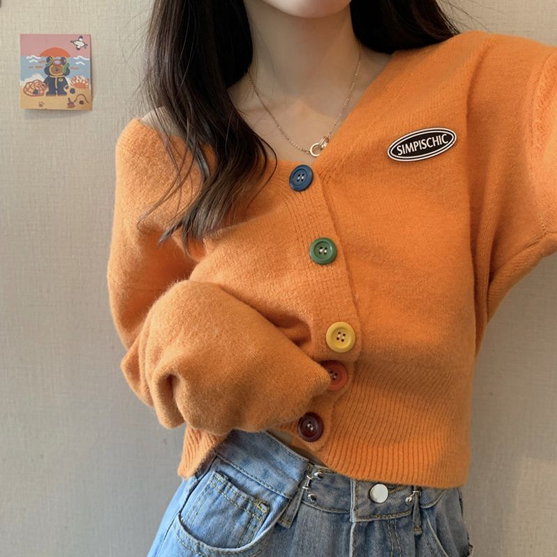 【Style.Korea】Áo Khoác Len Cardigan Cài Cúc Form Ngắn Croptop Phong Cách Teen