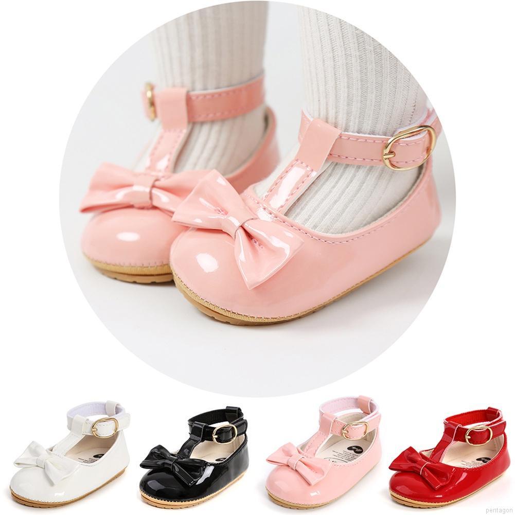 Giày búp bê đính nơ chống trượt cho bé gái tập đi
