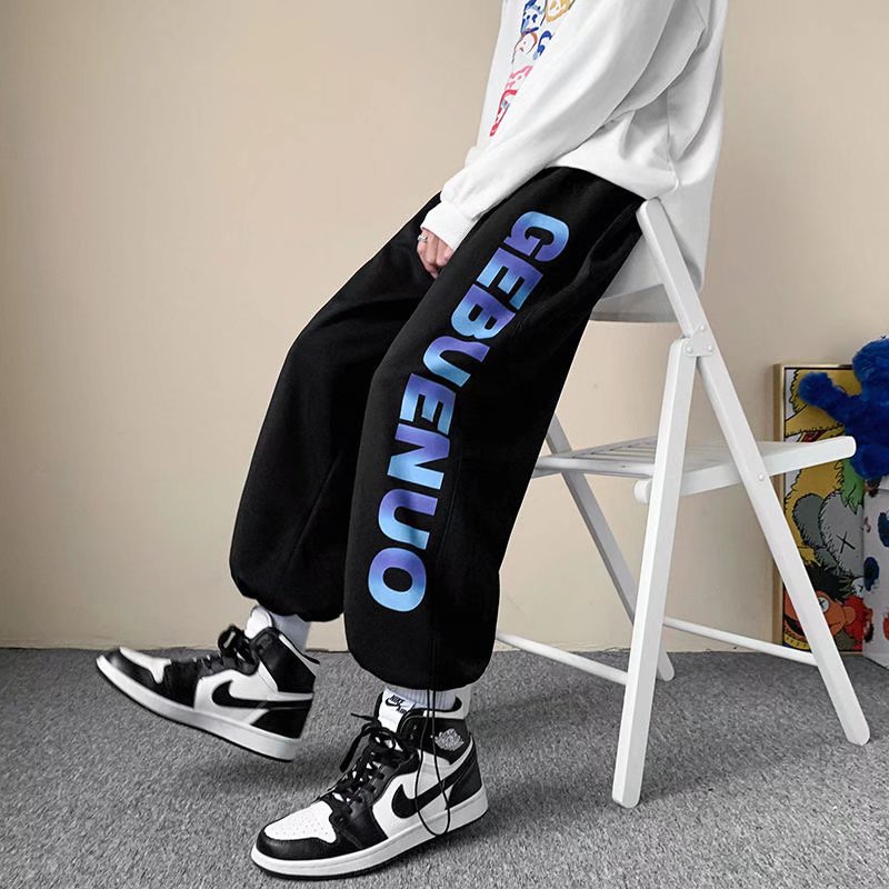 Quần thể thao ống rộng nhuộm màu phong cách Nhật Bản thời trang cho nam size M-5XL