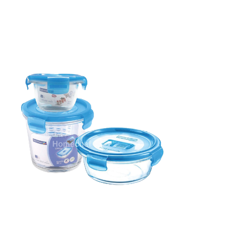 ( Ảnh thật - Chính hãng) Set 3 hộp thủy tinh Purebox Luminarc - FU 3A dùng vi sóng, chịu sốc nhiệt và chịu va đập tốt