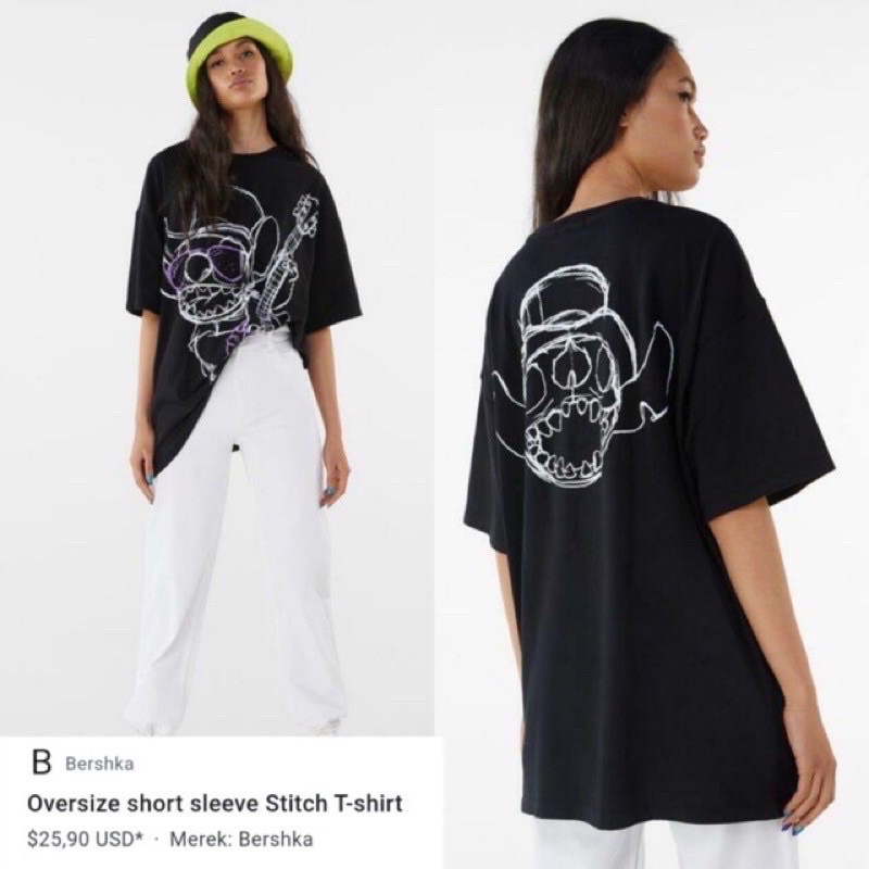 Áo thun tay ngắn in chữ ZARA X DISNEY TSHIRT PULL AND BEAR P&B X DISNEY OVESIZE