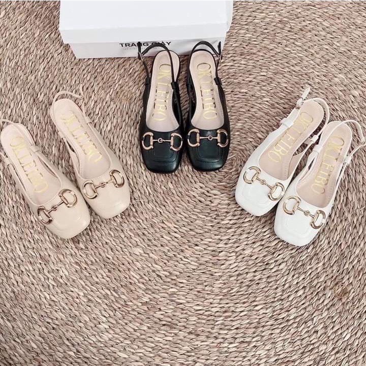 Giày Nữ 3 Phân Thiết Kế Khóa Pixi Thời Trang Phong Cách Trẻ Trung Với 3 Màu Đen Trắng kem Size 35 - 39