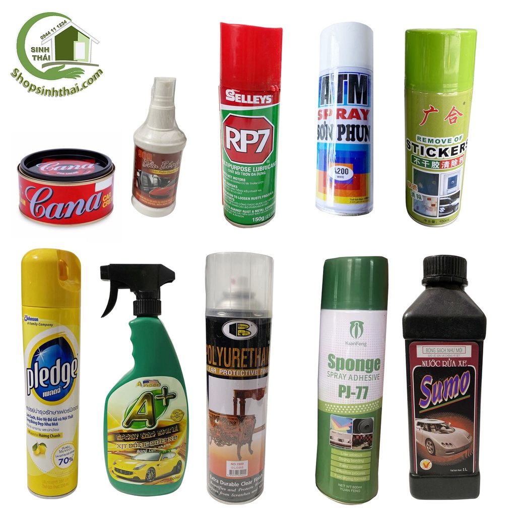 Chai xịt đánh bóng đồ da, đồ gỗ, xe hơi, xịt rửa xe, chai dầu bóng đồ da, cà na, keo xịt dán xốp, tẩy keo - Chọn loại