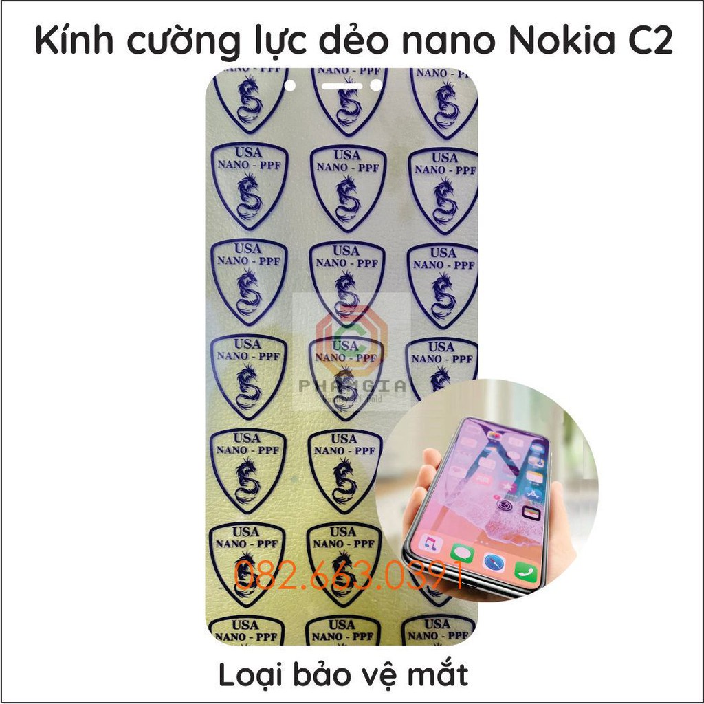 Dán cường lực Nokia C2 trong suốt, nano dẻo siêu bền, độ cường lực 9H+