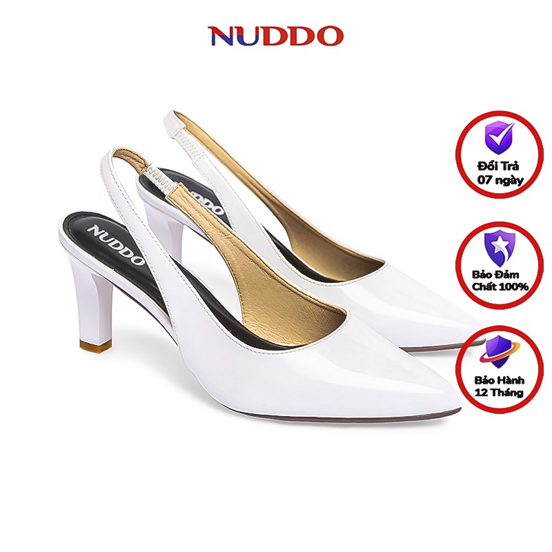 Giày cao gót nữ 7 phân quai sau mũi nhọn gót nhọn dáng slingback bít mũi công sở đẹp NUS002