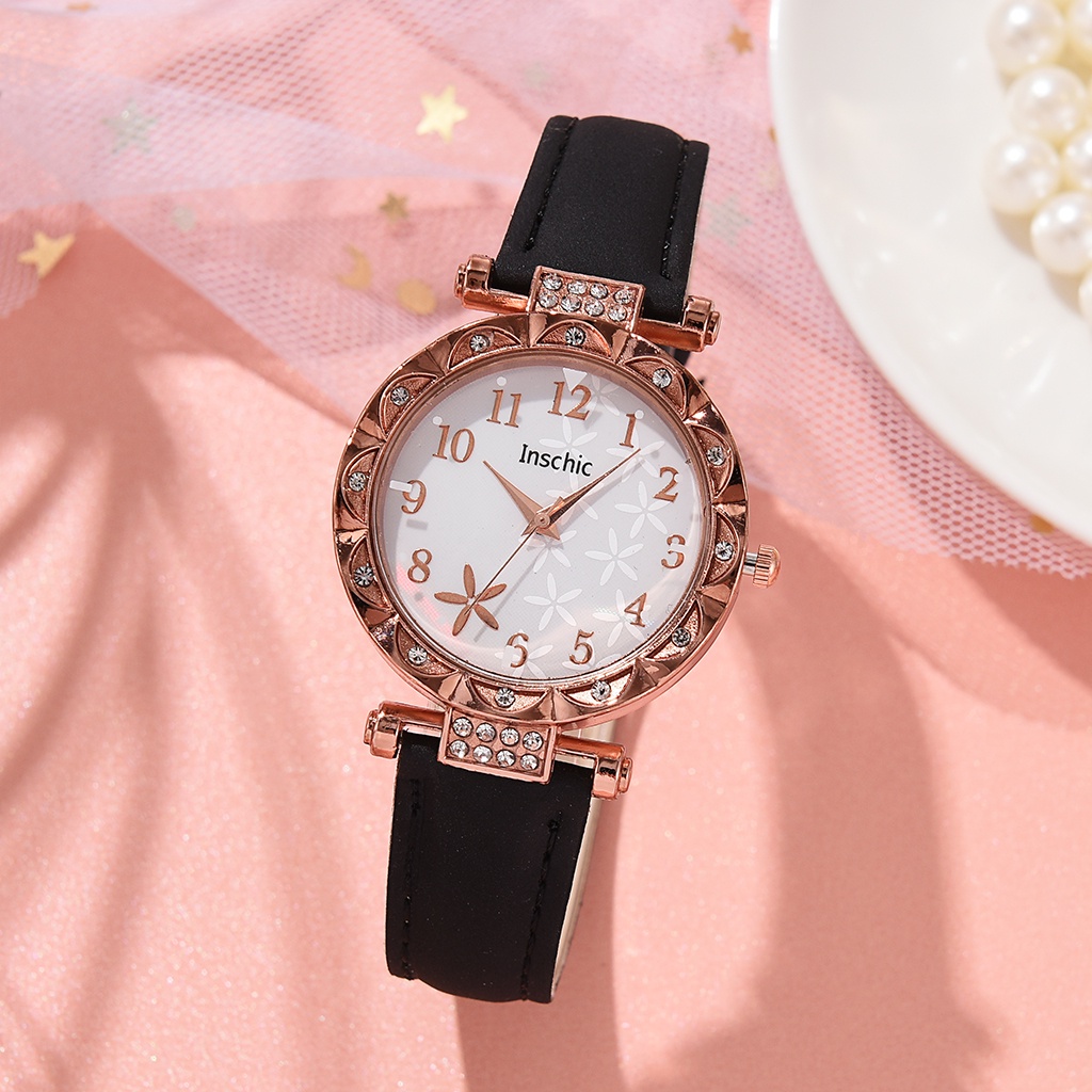 Đồng Hồ Quartz Nữ Mặt Tròn Đính Hột Xoàn