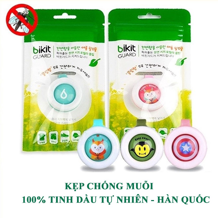 Kẹp chống muỗi Bikit Guard Hàn Quốc cho bé chiết xuất 100% tinh dầu chanh sả tự nhiên