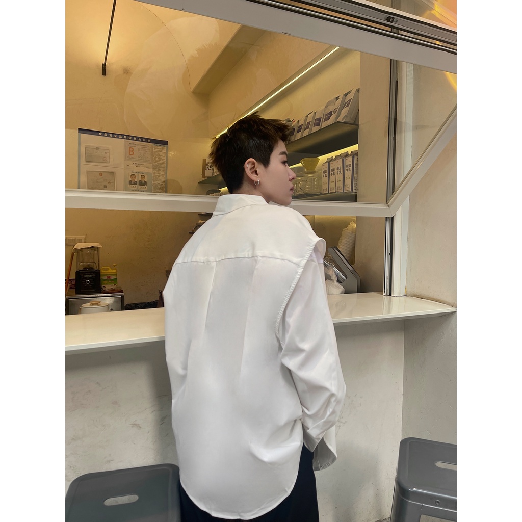 Áo Sơ Mi Không Tay Nhiều Túi In Họa Tiết Phong Cách Hàn Quốc Thời Trang Cho Nam