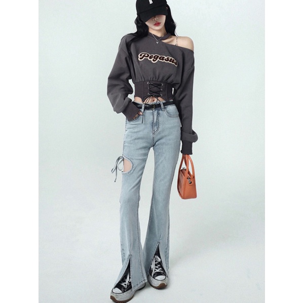 Quần Jean Ống Rộng Lưng Cao Thời Trang Mùa Hè Quyến Rũ Dễ Phối Đồ Cho Nữ