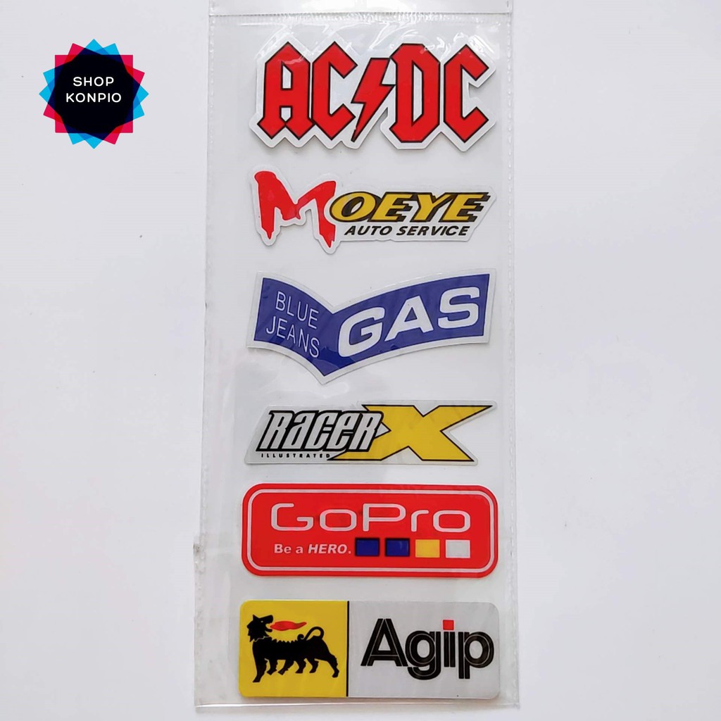Bộ Tem Sticker Phản Quang ACDC Agip Cao Cấp Dán Xe Máy, Ô Tô, Mũ Bảo Hiểm, Chống Thấm Nước, Chống Bay Màu