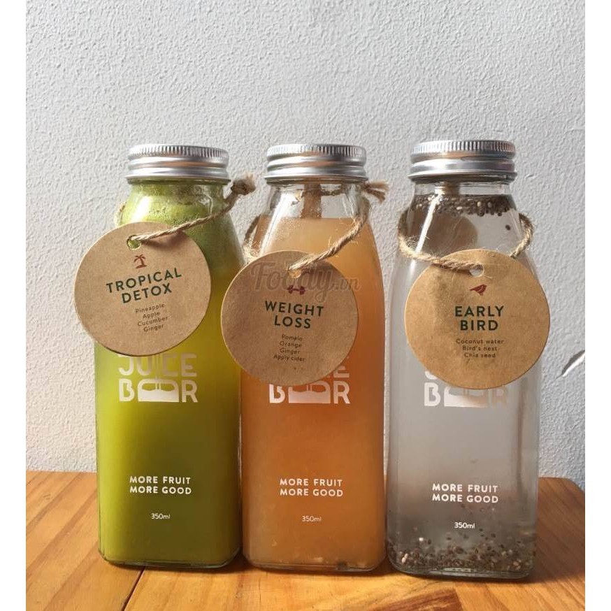 Combo 5 Chai Thủy Tinh Vuông 350ML - Chai đựng nước nắp nhôm bạc | BigBuy360 - bigbuy360.vn