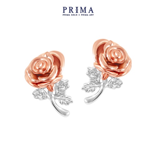 PRIMA Bông Tai Kim cương - Vàng 9K - Hoa Hồng Tháng 6 - BST Birth Flower - 991E1388