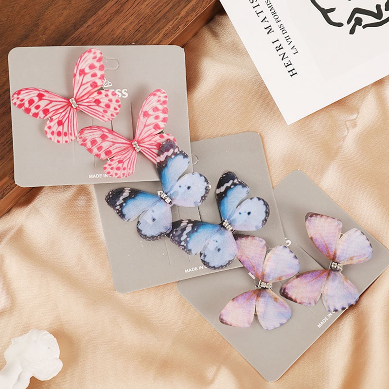 Bộ 2 Kẹp Tóc Hình Bươm Bướm Nhiều Màu Sắc Dễ Thương Dành Cho Nữ