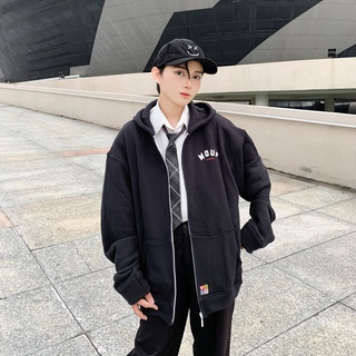 Áo khoác hoodie zip thêu chữ màu sắc - unisex