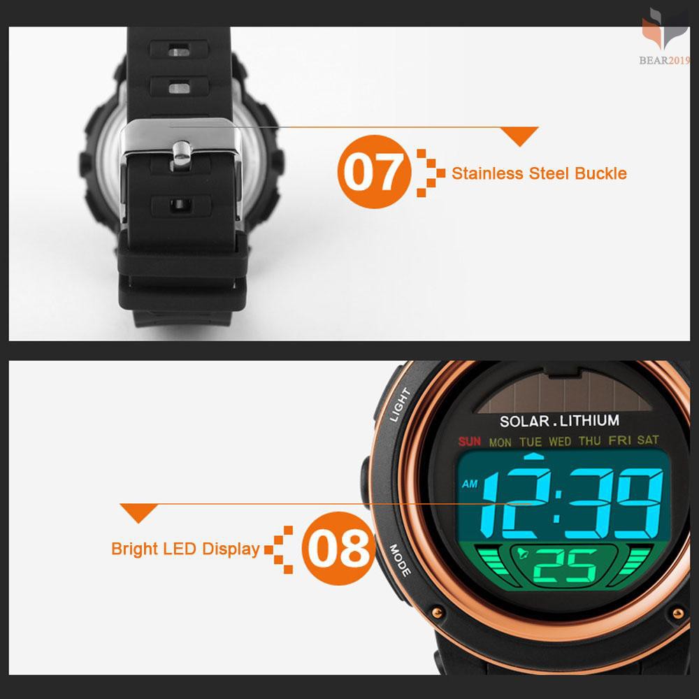 Đồng hồ thể thao kỹ thuật số SKMEI năng lượng mặt trời đa năng kháng nước 5ATM cho nam | BigBuy360 - bigbuy360.vn