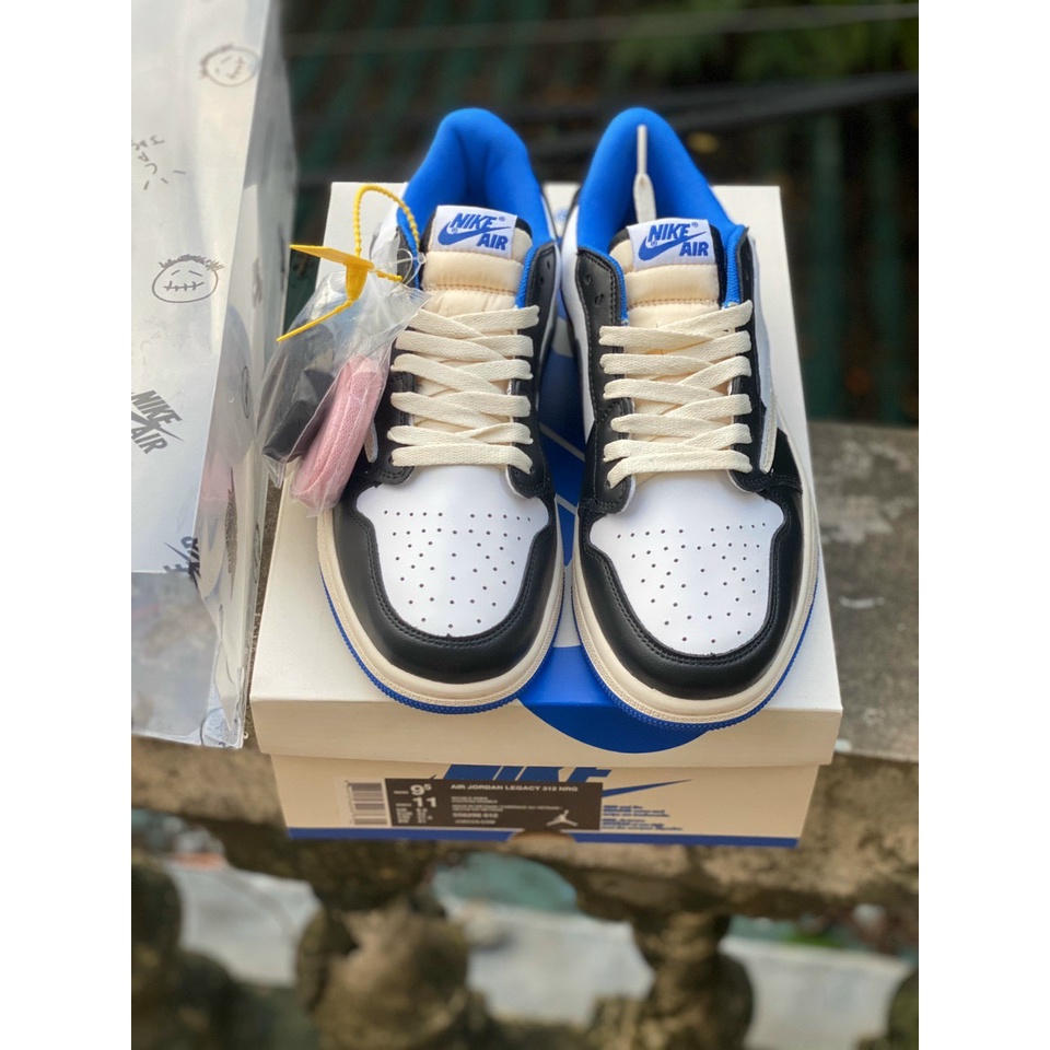 Giày jordan travis scott low blue bản SC full phụ kiện vỏ nhựa, ảnh thật