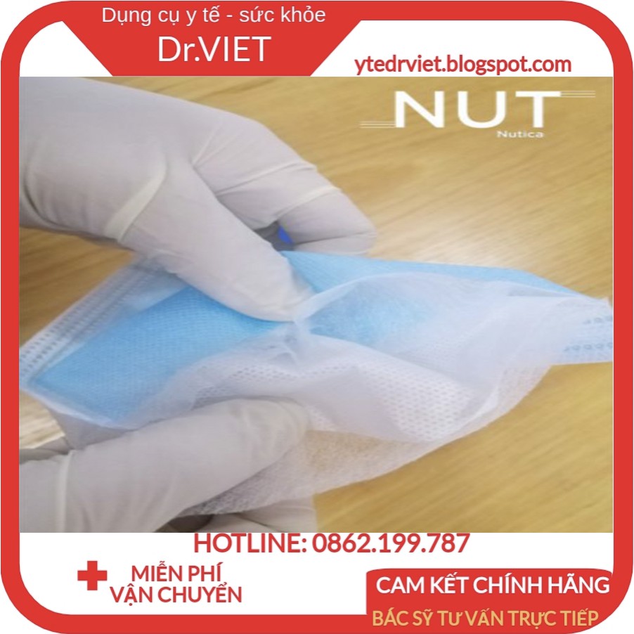 Khẩu Trang Y Tế 4 Lớp NUT cao cấp hộp 50 cái -Ngăn chặn khói bụi, vi khuẩn, dây thun đeo tai mềm mại, đàn hồi tốt