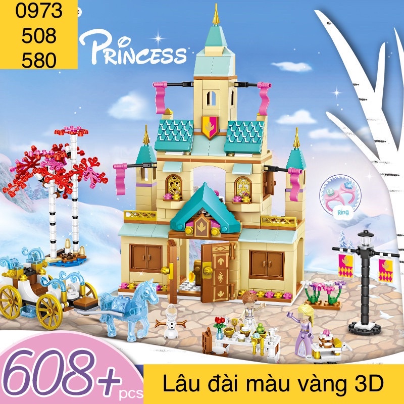 Lego con gái lắp ghép lâu đài công chúa 608 miếng ghép