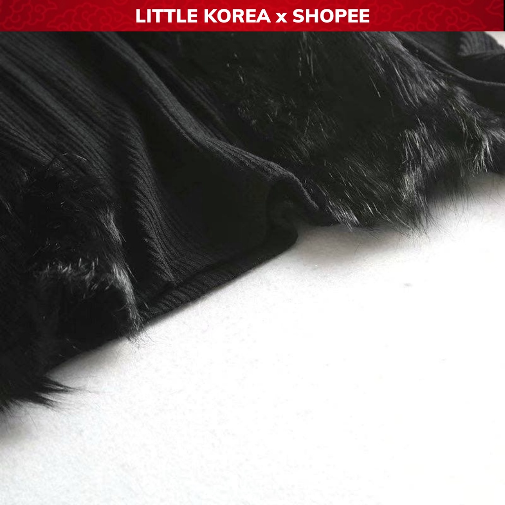 Áo Len Tăm Nữ Dài Tay, Áo Len Nữ Phối Lông Cổ Lọ 3 Phân Dáng Suông Z - LITTLE KOREA