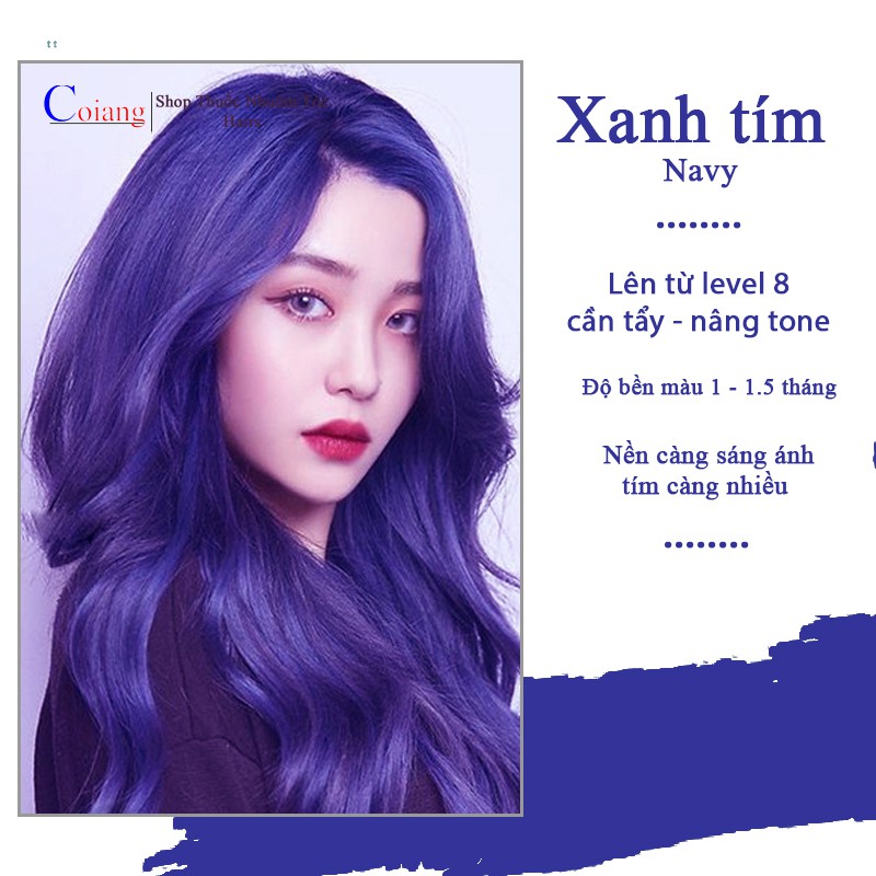 Thuốc nhuộm tóc màu BLUE VIOLET - XANH TÍM THAN cần dùng thuốc tẩy tóc Chenglovehairs, Chenglovehair