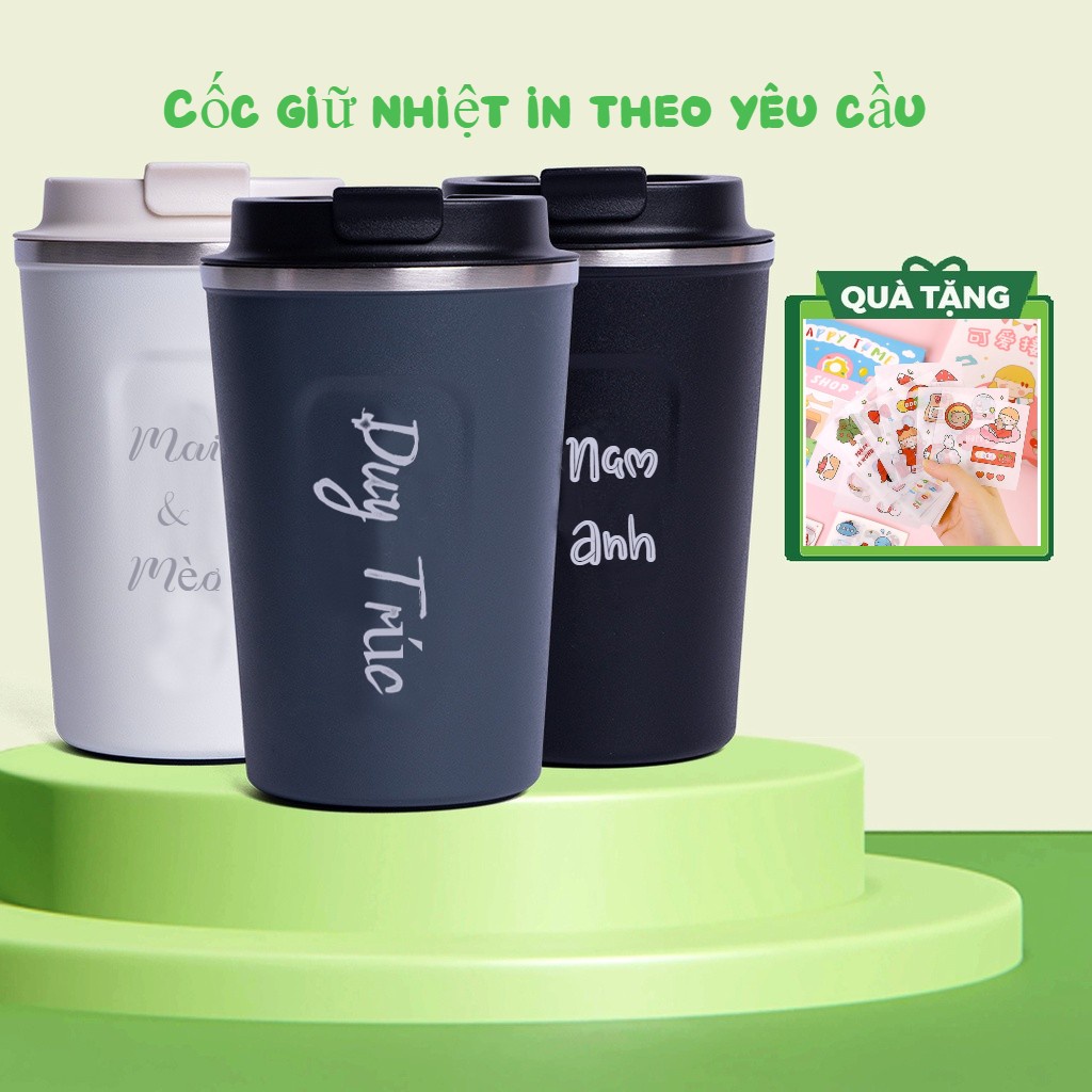 Cốc Giữ Nhiệt 510ml Ly Coffee Holic Inox 304, Bình Giữ Nhiệt 12h Khắc Tên Theo Yêu Cầu tặng Sticker trang trí