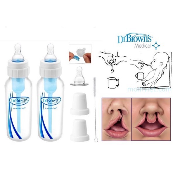 [100% Hàng chính hãng] Bình sữa Dr.Brown's y tế dành cho trẻ sứt môi, hở hàm ếch 250ml
