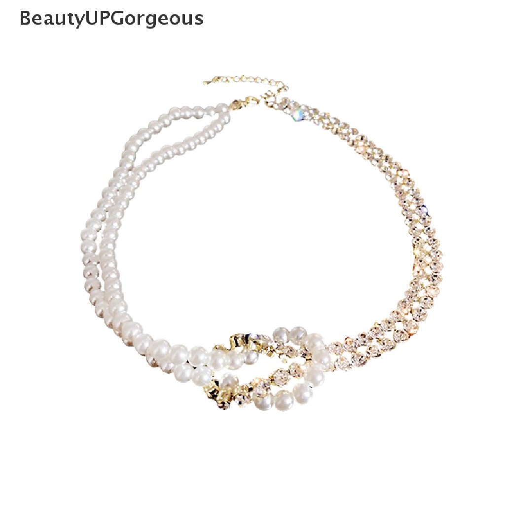 [BeautyUPGorgeous] Vòng Cổ Choker Ngắn Đính Pha Lê Và Ngọc Trai Phong Cách Hàn Quốc Cho Nữ