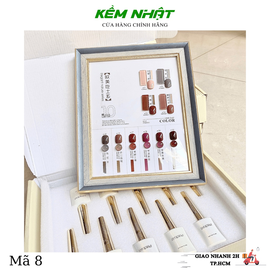 Set Sơn Gel 10 Chai SMOOTH Sang, Xịn Nhiều Mã Màu - Tặng Kèm Bảng Màu