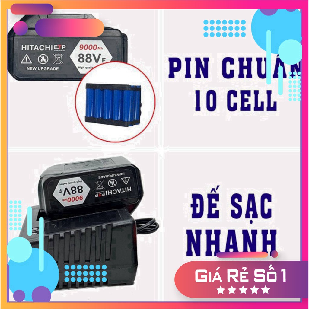 [Chính Hãng] Máy vặn ốc bulong Hitachi 88V - 2 TRONG 1 - 2 Pin - TẶNG 6 KHẨU DÀI + ĐẦU KHOAN SẮT . .