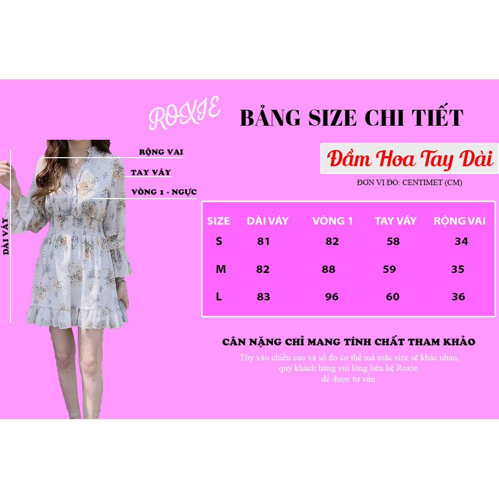 Váy Vintage dài tay dáng xòe Hàn Quốc trẻ trung, Váy ulzzang hoa nhí trắng chất voan cao cấp - Roxie | BigBuy360 - bigbuy360.vn