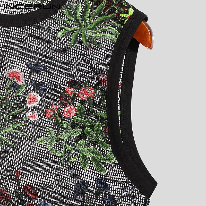 Áo Tank Top Thêu Hoa Thời Trang Đi Biển Cho Nam