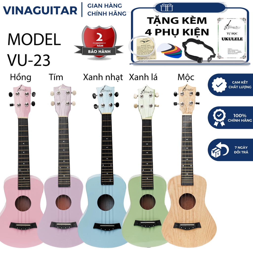 Đàn Ukulele Soprano Concert Full Gỗ Vinaguitar VUM2CT05 Cần Gỗ Tặng full 7 phụ kiện