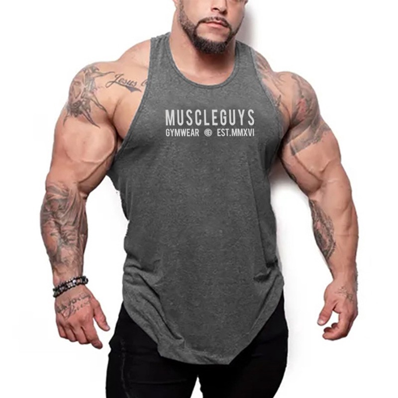 Áo Ba Lỗ Nam In Chữ Cơ Bắp Cá Tính