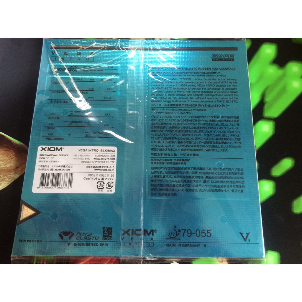 Mặt vợt bóng bàn xiom vega intro