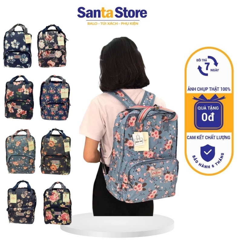 Balo nữ đi học Ulzzang SANTA STORE CKBP thời trang học sinh Hàn Quốc đựng vừa laptop vải chống nước cao cấp màu hoa đẹp