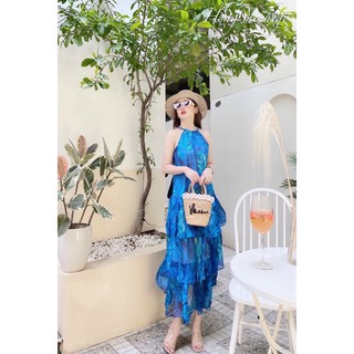 Đầm maxi 🌺Váy maxi 3 tầng, chất liệu voan mềm phù hợp đi biển , dự tiệc