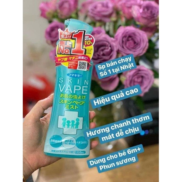 Xịt Chống Muỗi SkinVape Nội Địa Nhật - Phòng Chống Muỗi Đốt Cho Bé Skin Vape - Date 2023