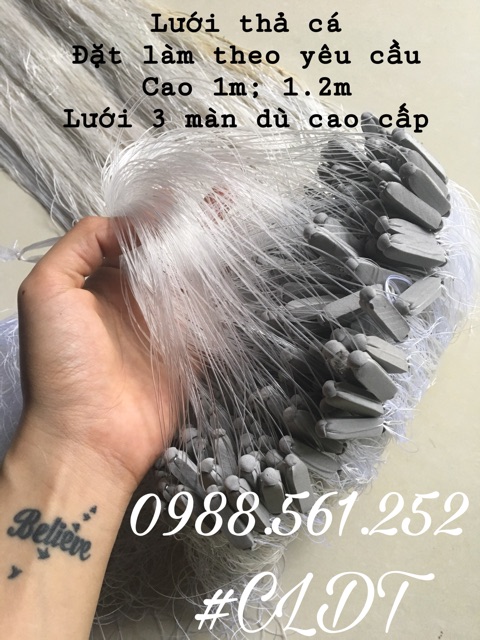 Lưới thả cá đánh sông hồ 3 màn dù xịn cao 1m2