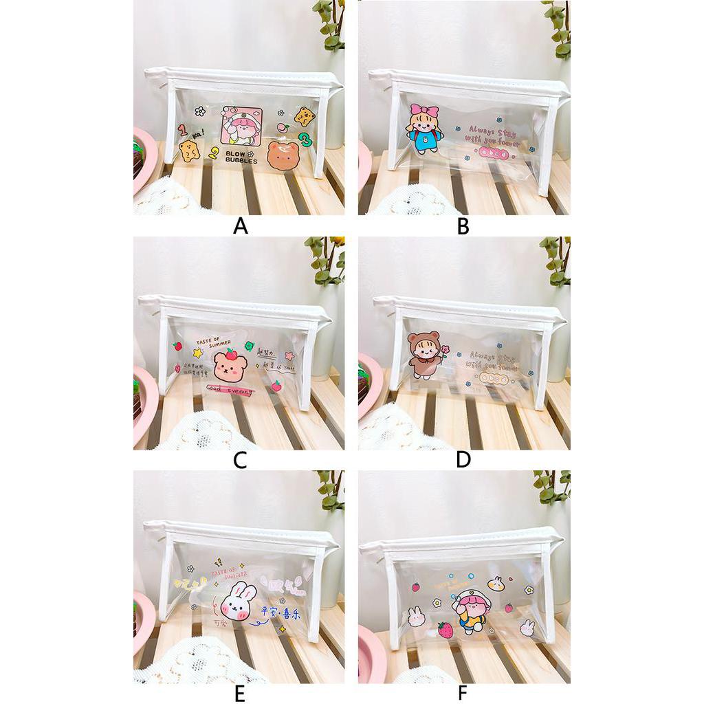 Túi Đựng Bút Trong Suốt In Hình Nhân Vật Hoạt Hình Dễ Thương