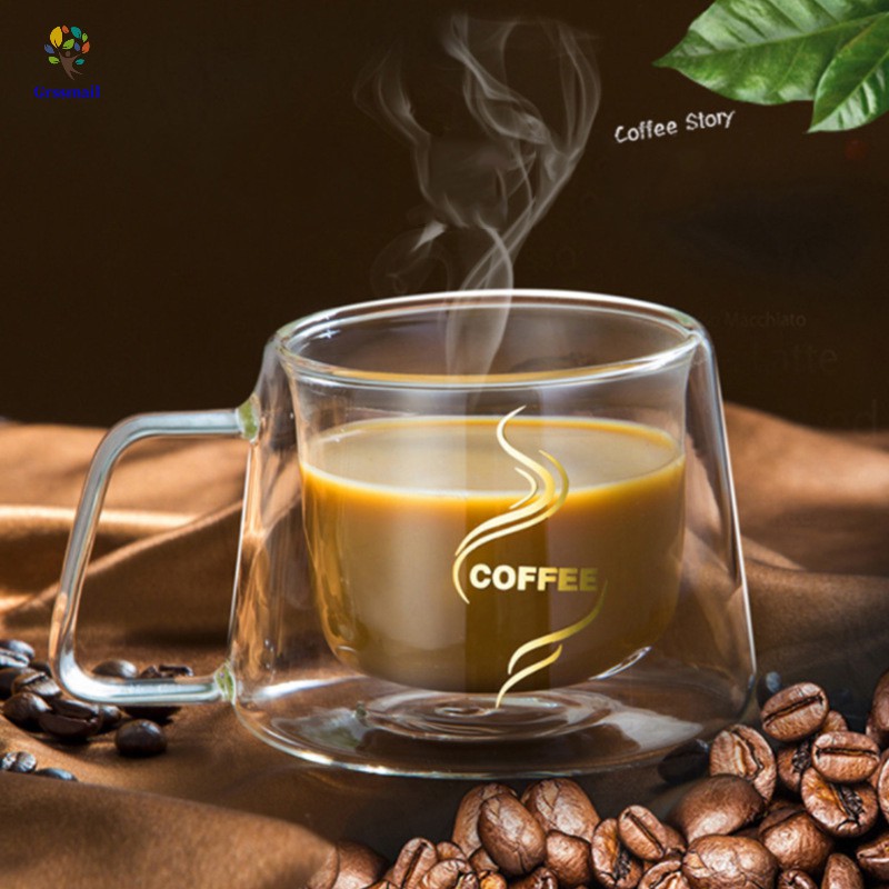 Coffee Mug Espresso Cup Thermal Glass Double Wall High Borosilicate Mugs 