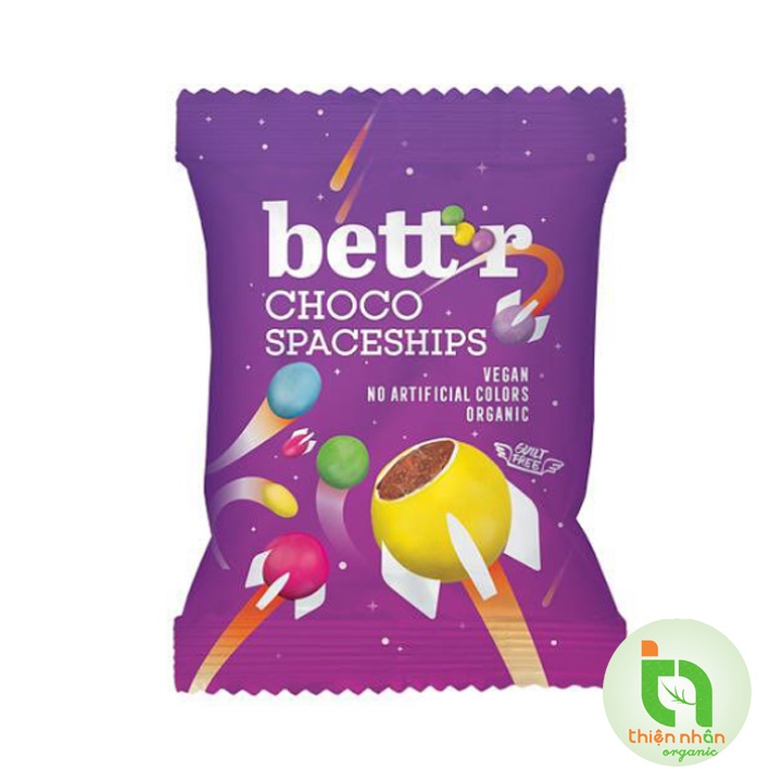 Kẹo chocolate màu sắc hữu cơ Bett'r 70 gr Choco Spaceships