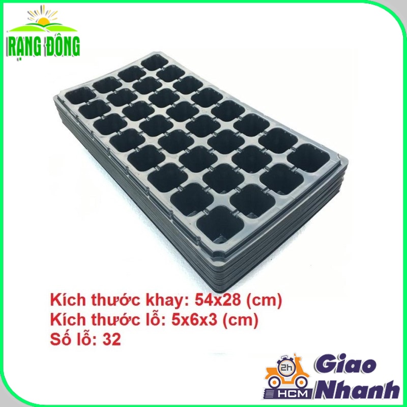 Khay Ươm Hạt Giống 32 Lỗ Nhựa Dẻo, Độ Bền Cao, Màu Đen, Giúp Tiết Kiệm Thời Gian Ươm Trồng - Hạt giống Rạng Đông